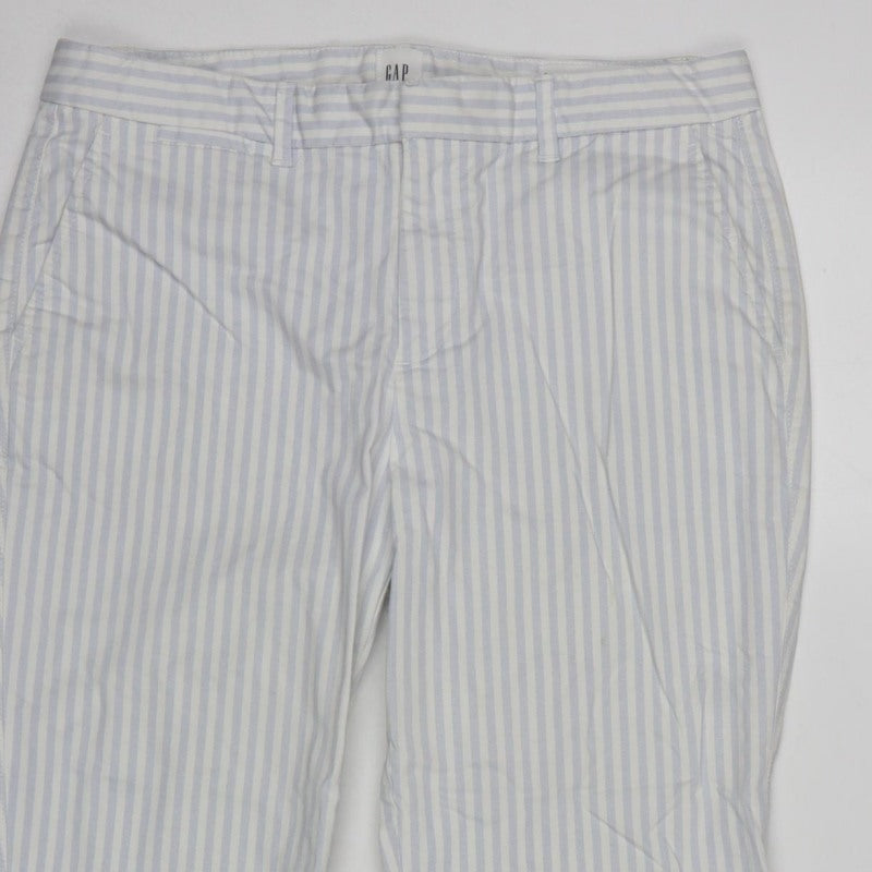 Gap Women White Blue Stripe UK 6 Slim City Crop Tapered Trousers
