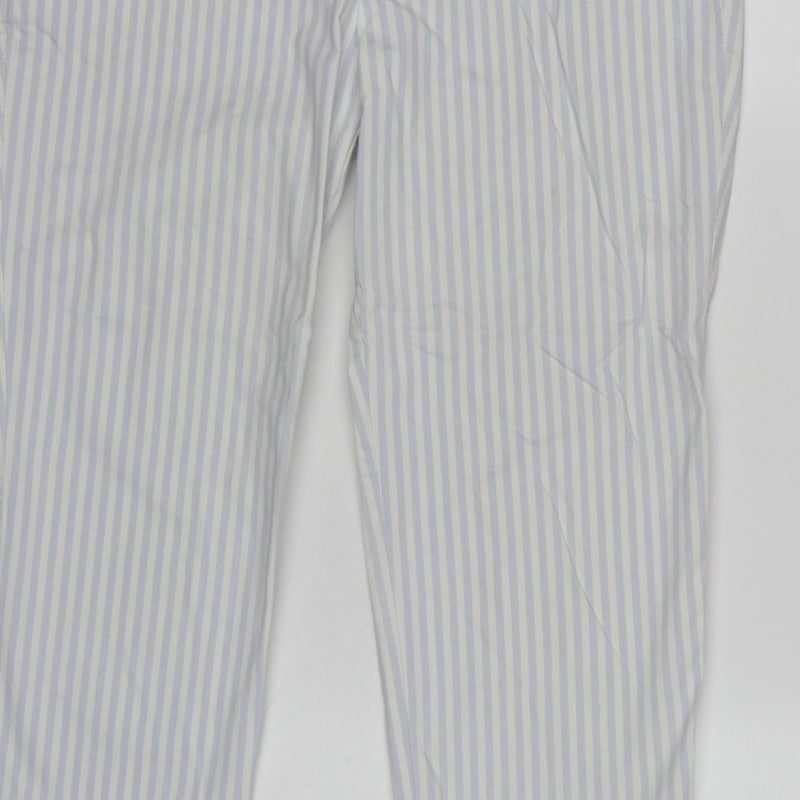 Gap Women White Blue Stripe UK 6 Slim City Crop Tapered Trousers