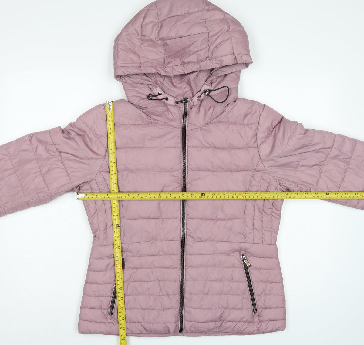 Zara Women Pink L Hooded Puffer Jacket Quilted Full Zip