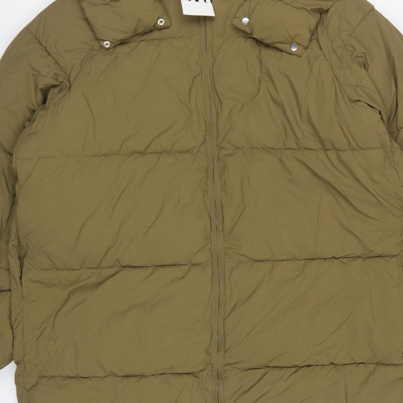 Zara Women Brown L Hooded Quilted Puffer Jacket Full Zip