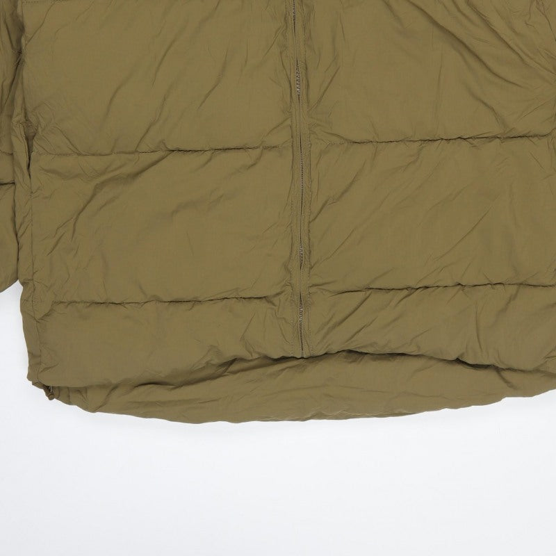 Zara Women Brown L Hooded Quilted Puffer Jacket Full Zip