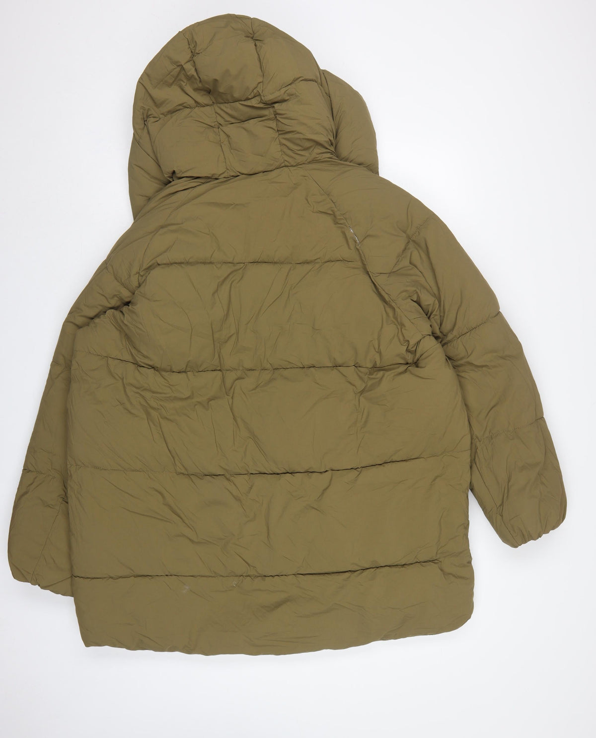 Zara Women Brown L Hooded Quilted Puffer Jacket Full Zip