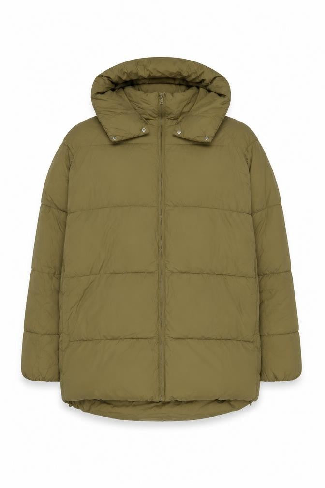 Zara Women Brown L Hooded Quilted Puffer Jacket Full Zip