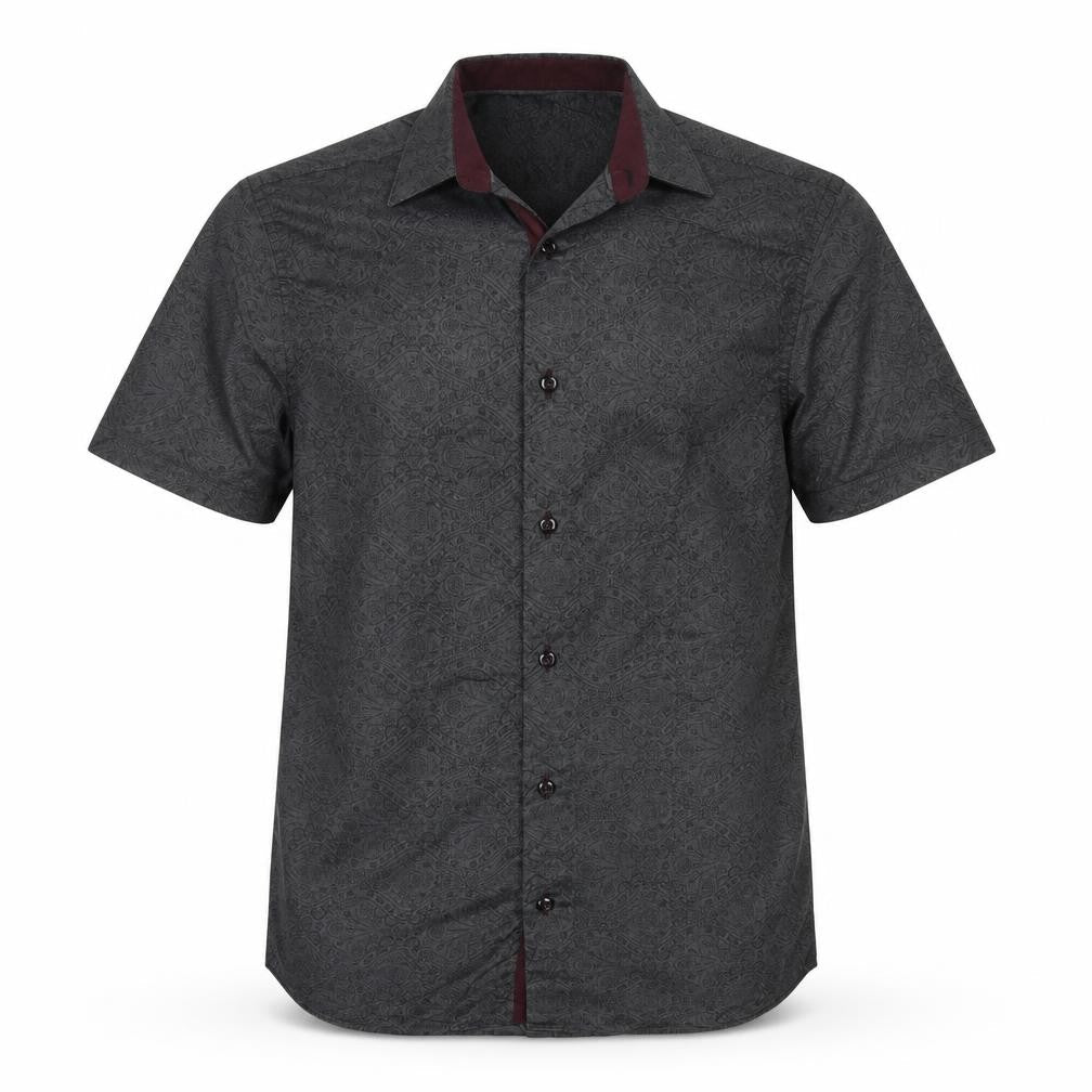 Burton Menswear London Men Grey Paisley Shirt M 38-40in Short Sleeve