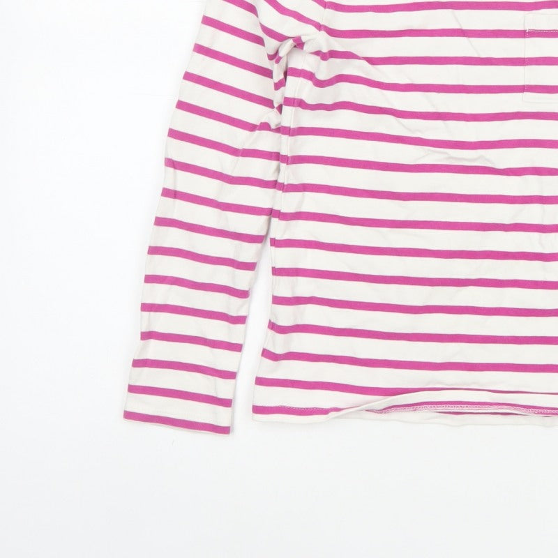 John Lewis Girls White Pink Striped Long Sleeve Pocket T-Shirt Age 10