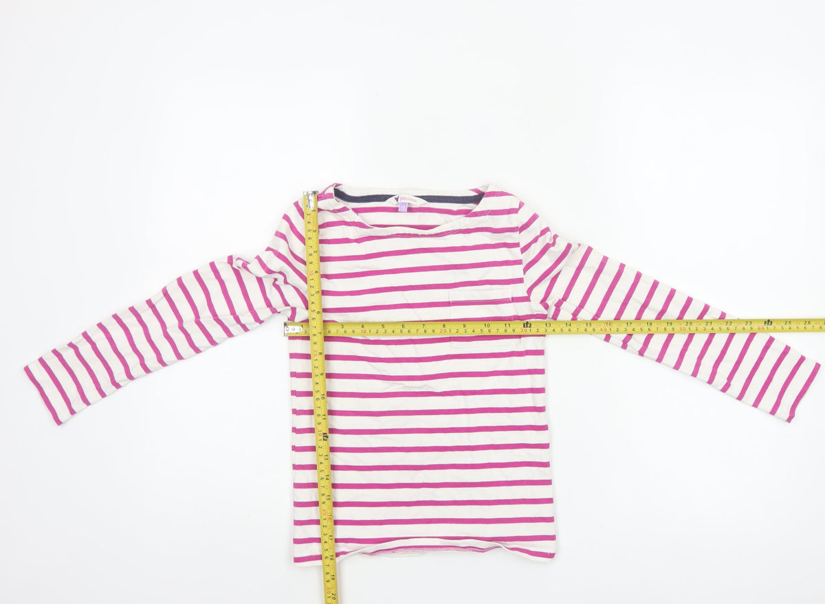 John Lewis Girls White Pink Striped Long Sleeve Pocket T-Shirt Age 10