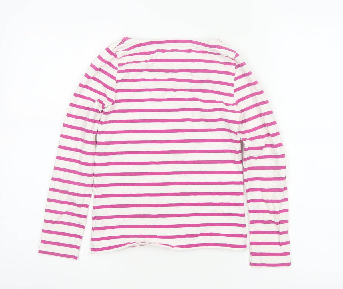 John Lewis Girls White Pink Striped Long Sleeve Pocket T-Shirt Age 10