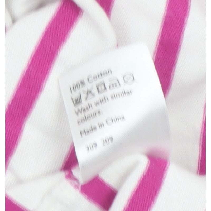 John Lewis Girls White Pink Striped Long Sleeve Pocket T-Shirt Age 10