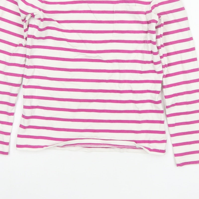 John Lewis Girls White Pink Striped Long Sleeve Pocket T-Shirt Age 10