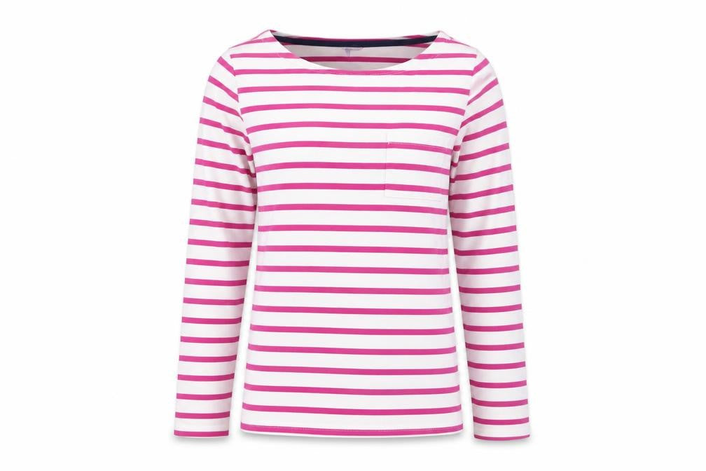 John Lewis Girls White Pink Striped Long Sleeve Pocket T-Shirt Age 10