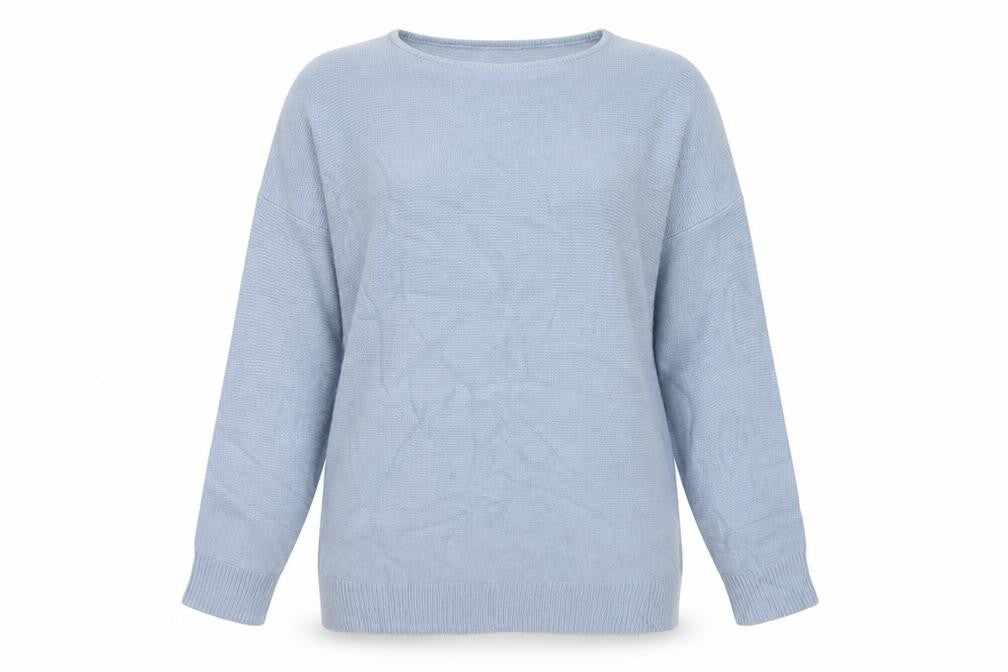 Damart Women’s Blue Acrylic Knit Crew Neck Pullover Jumper Size 14