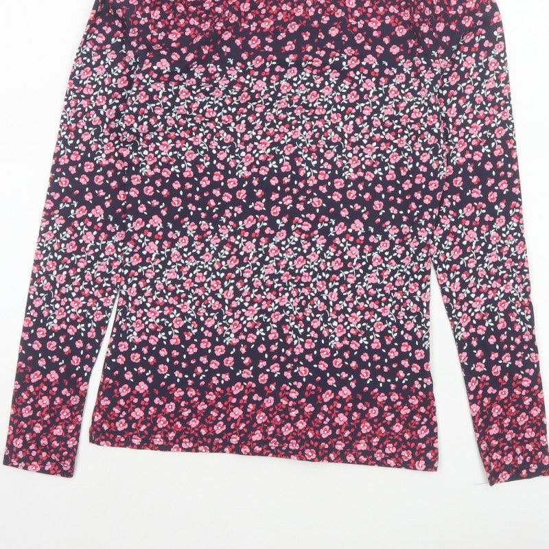 Marks & Spencer Women's Black Pink Floral Stretch Jersey Top UK 6