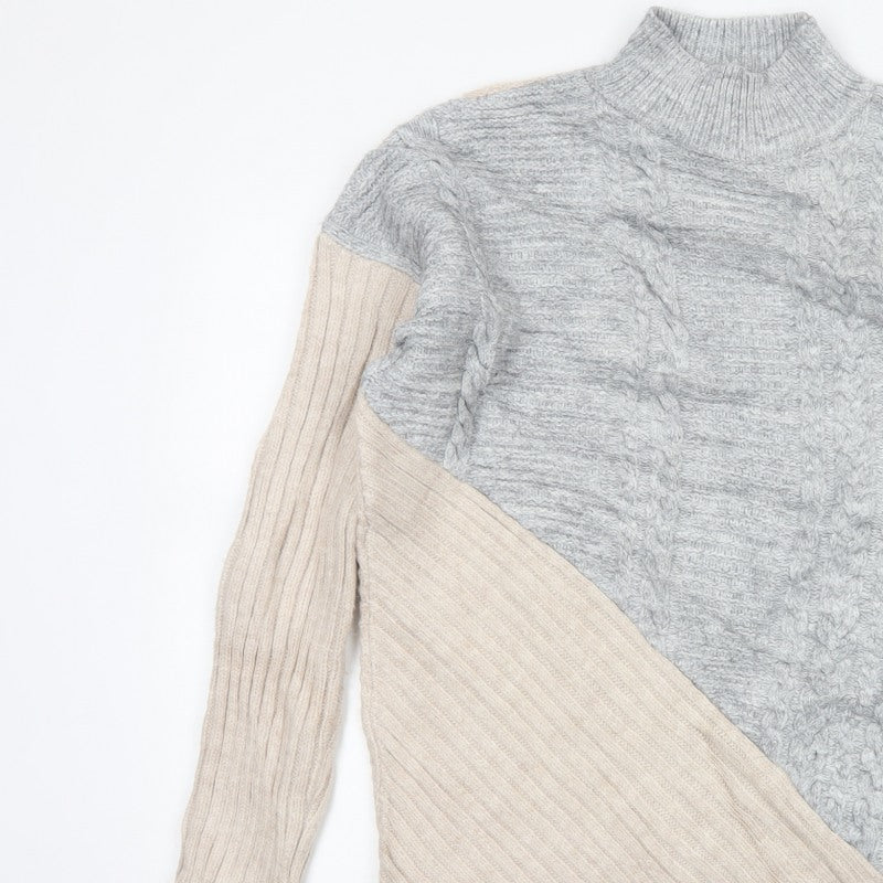 River Island Women’s Multicoloured Cable Knit High Neck Jumper Size 14