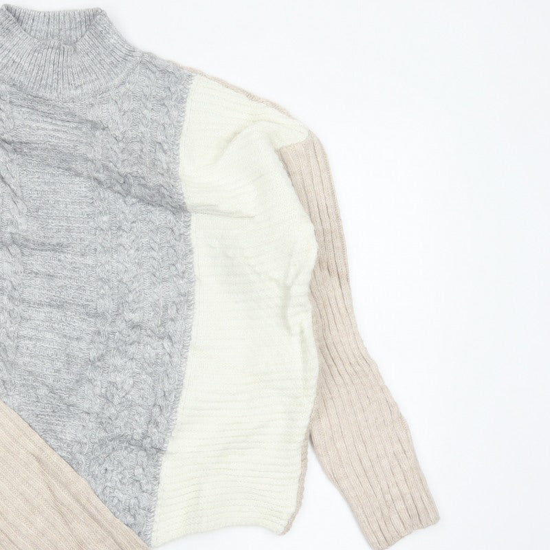 River Island Women’s Multicoloured Cable Knit High Neck Jumper Size 14
