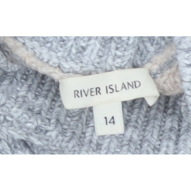 River Island Women’s Multicoloured Cable Knit High Neck Jumper Size 14