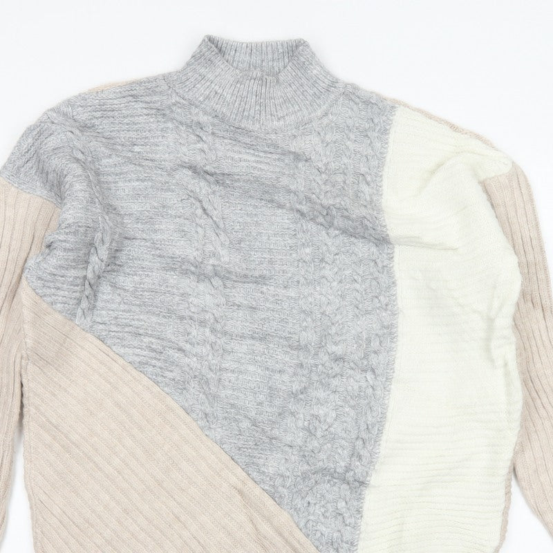 River Island Women’s Multicoloured Cable Knit High Neck Jumper Size 14