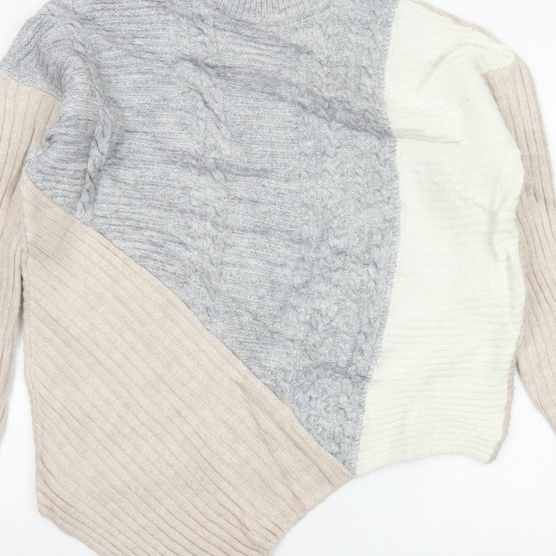 River Island Women’s Multicoloured Cable Knit High Neck Jumper Size 14