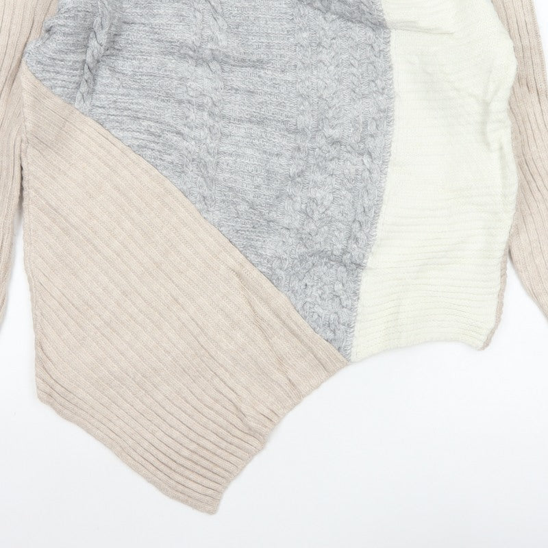 River Island Women’s Multicoloured Cable Knit High Neck Jumper Size 14