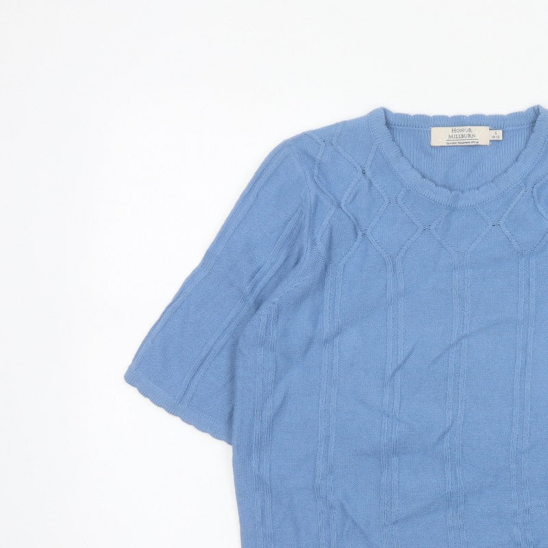 Honor Millburn Women’s Blue Size 10 Cable Knit 3/4 Sleeve Jumper