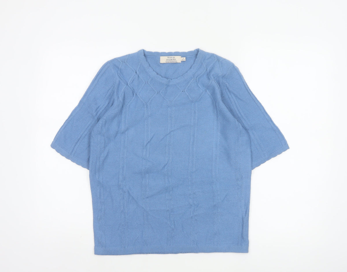 Honor Millburn Women’s Blue Size 10 Cable Knit 3/4 Sleeve Jumper