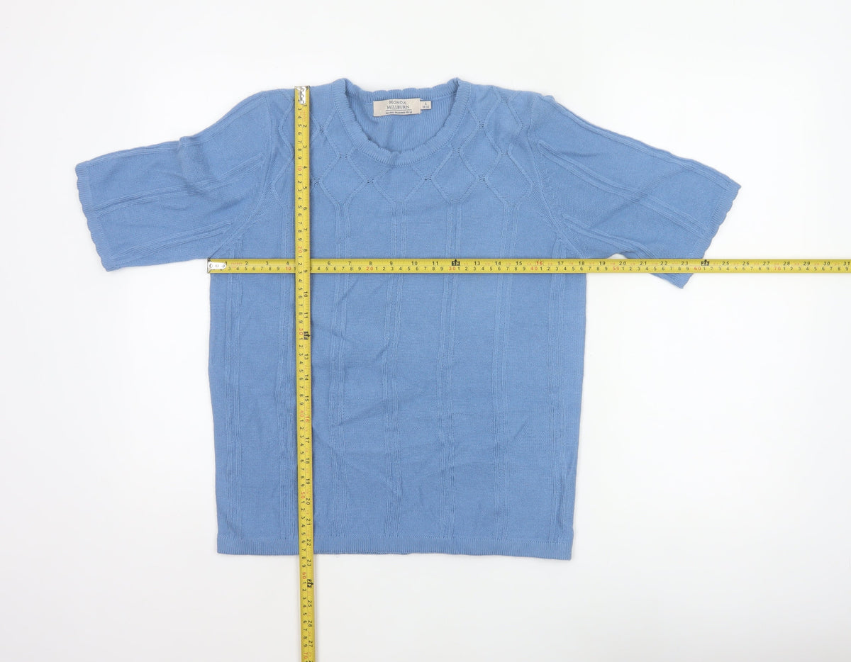 Honor Millburn Women’s Blue Size 10 Cable Knit 3/4 Sleeve Jumper