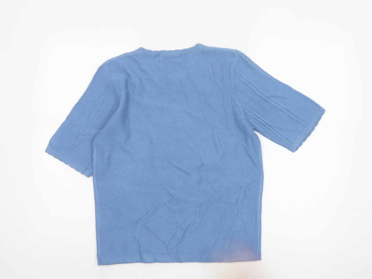 Honor Millburn Women’s Blue Size 10 Cable Knit 3/4 Sleeve Jumper