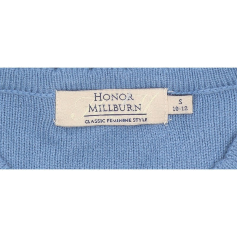 Honor Millburn Women’s Blue Size 10 Cable Knit 3/4 Sleeve Jumper