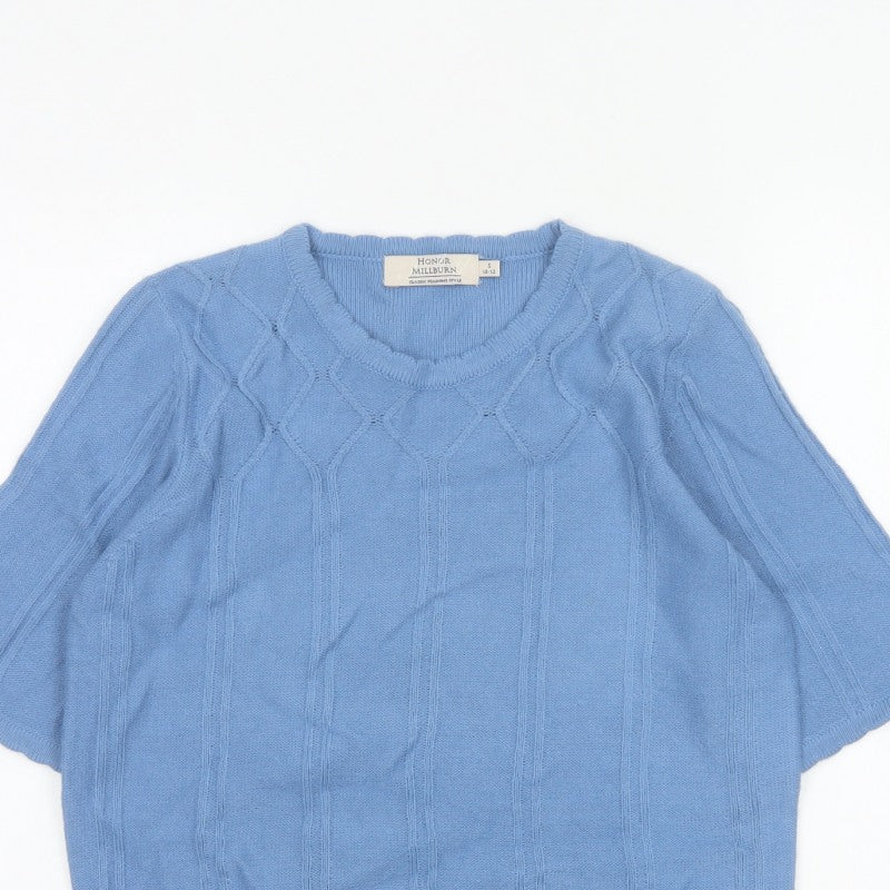 Honor Millburn Women’s Blue Size 10 Cable Knit 3/4 Sleeve Jumper