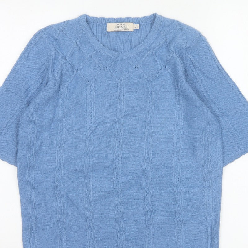 Honor Millburn Women’s Blue Size 10 Cable Knit 3/4 Sleeve Jumper