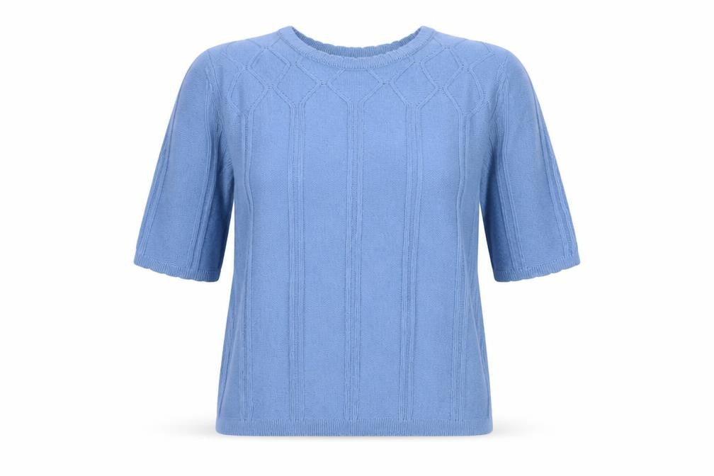 Honor Millburn Women’s Blue Size 10 Cable Knit 3/4 Sleeve Jumper
