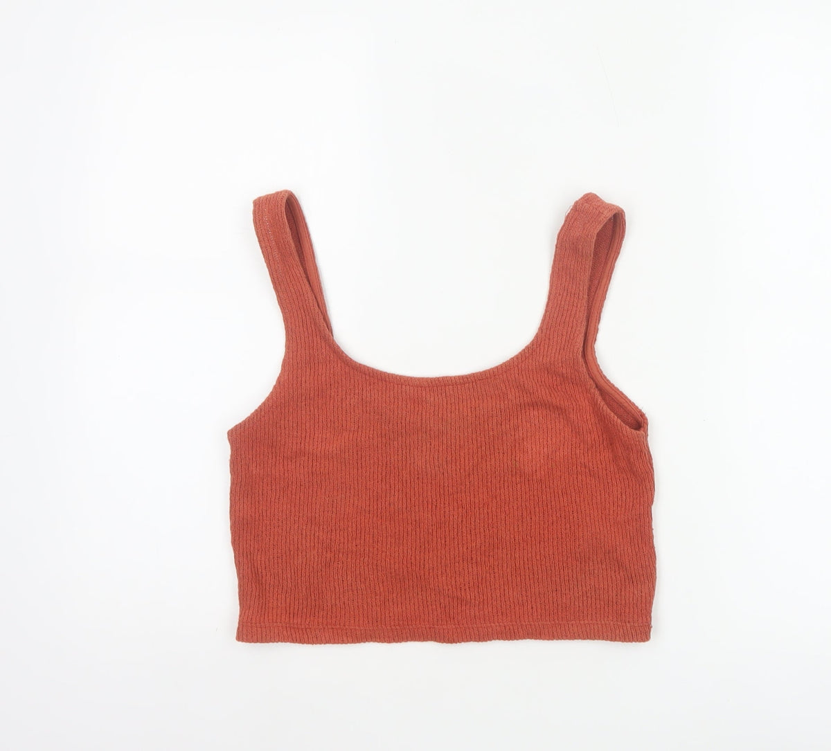 Zara Trafaluc Women Orange S Cropped Ribbed Scoop Neck Tank Top