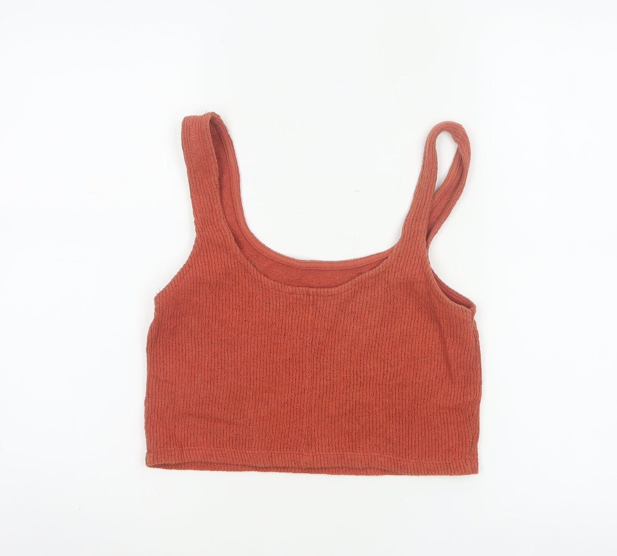 Zara Trafaluc Women Orange S Cropped Ribbed Scoop Neck Tank Top