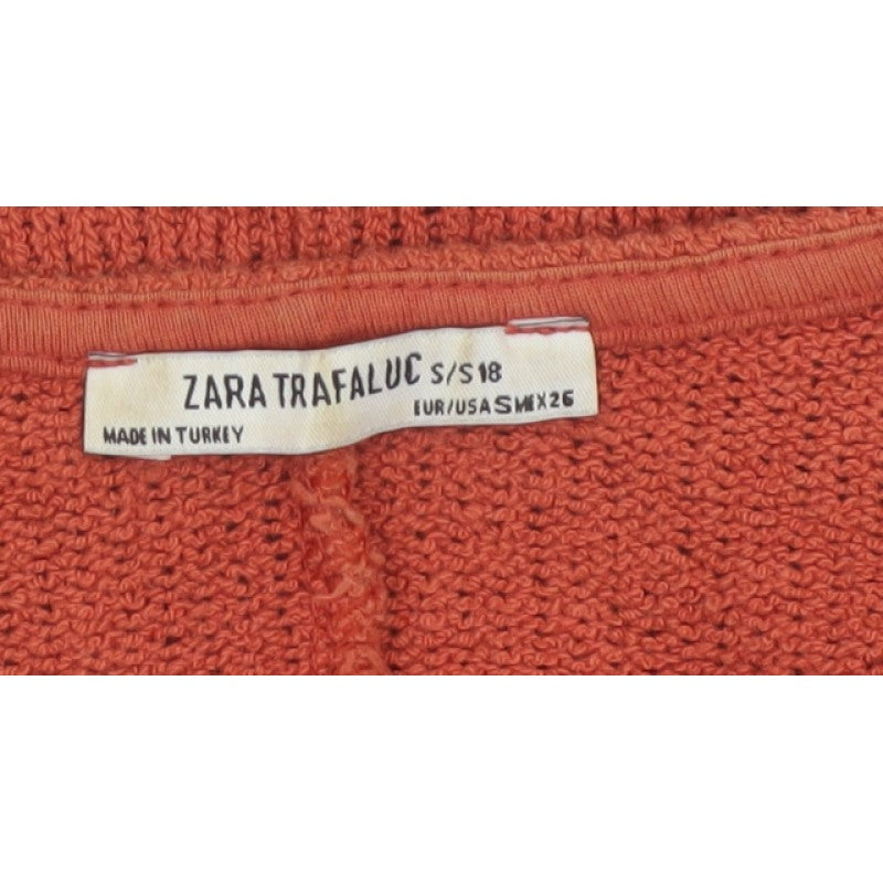 Zara Trafaluc Women Orange S Cropped Ribbed Scoop Neck Tank Top