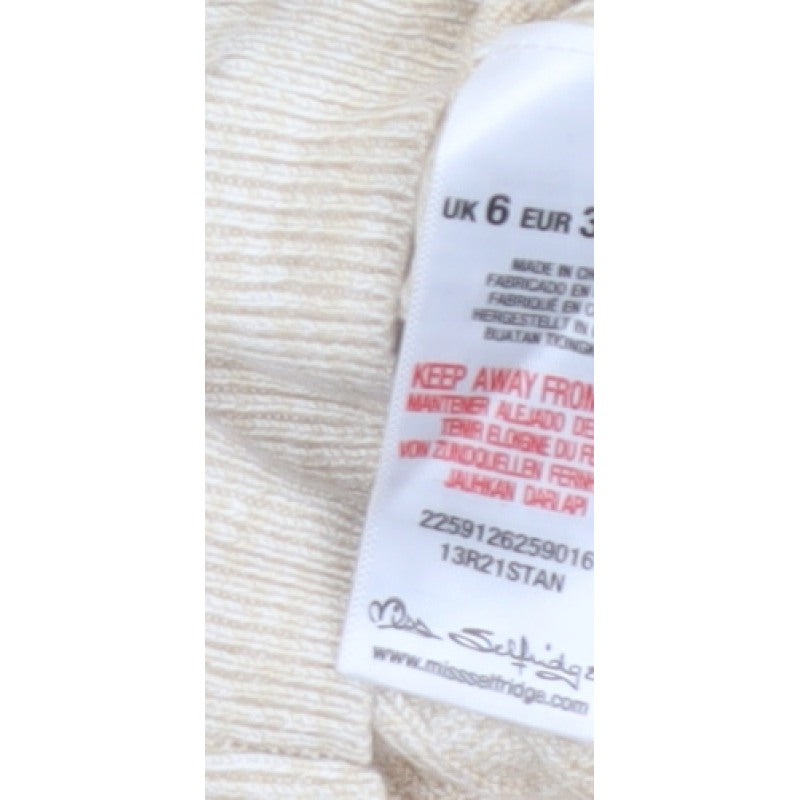 Miss Selfridge Women Ivory UK 6 Cable Knit Mock Neck Short Sleeve Tunic Jumper