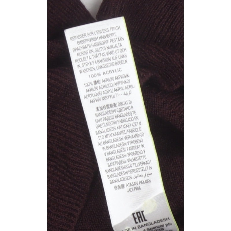 Marks and Spencer Men Brown Small V-Neck Fine Knit Pullover Jumper