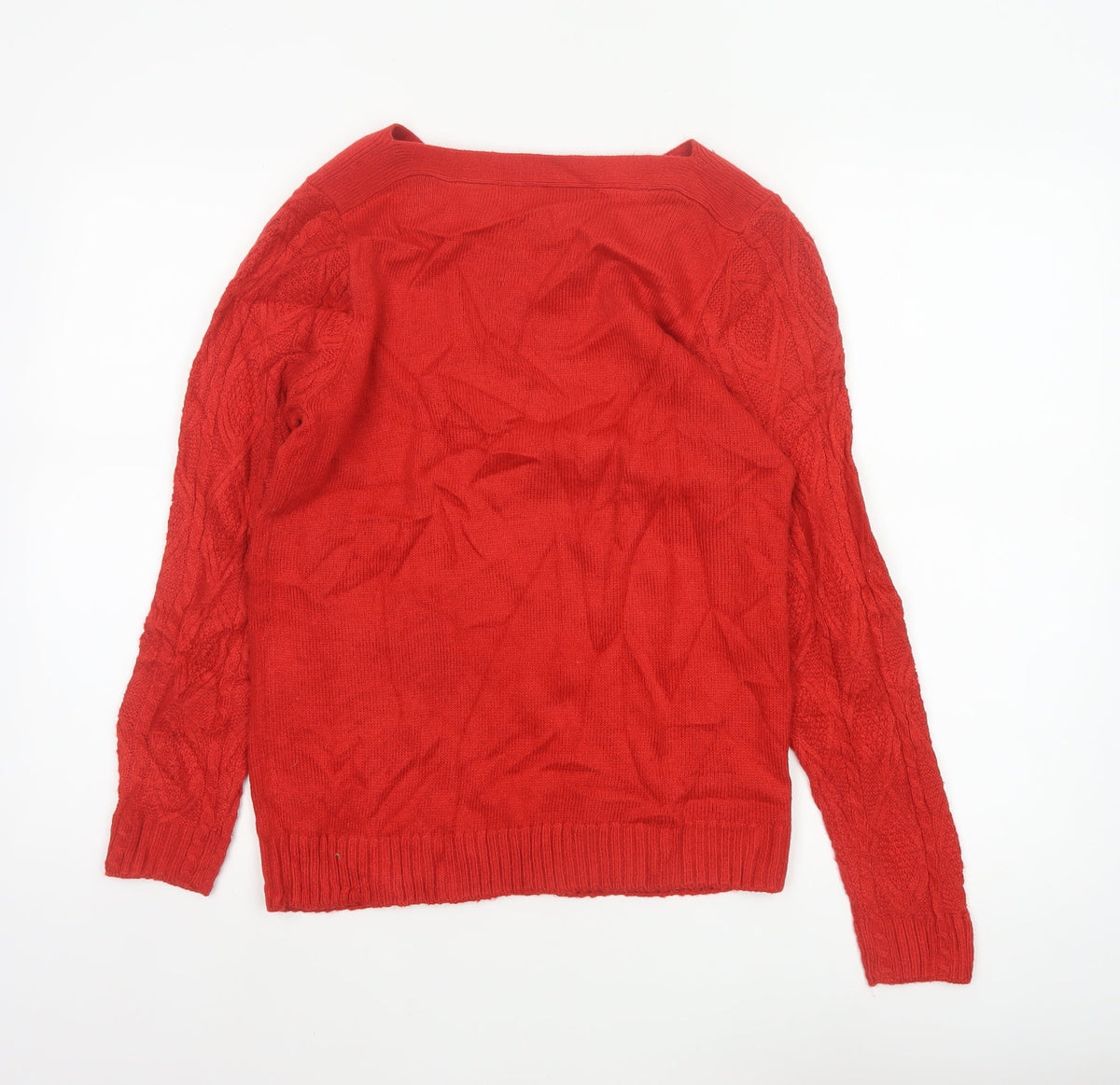 Isle Essentials Women’s Red Size 10 Cable-Knit Crew Neck Jumper