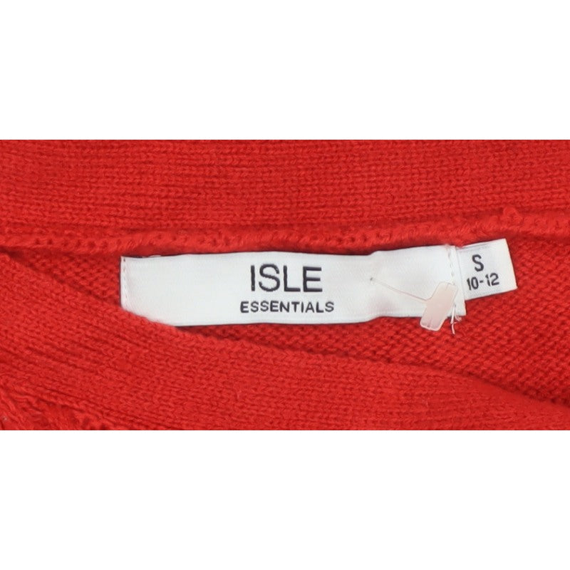 Isle Essentials Women’s Red Size 10 Cable-Knit Crew Neck Jumper