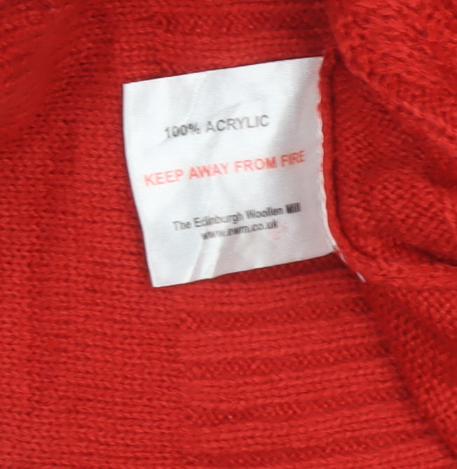 Isle Essentials Women’s Red Size 10 Cable-Knit Crew Neck Jumper