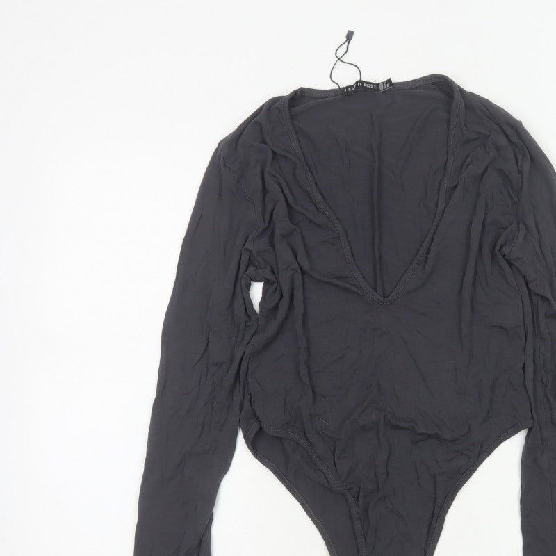 I Saw It First Women’s Black UK 12 Long Sleeve V-Neck Bodysuit