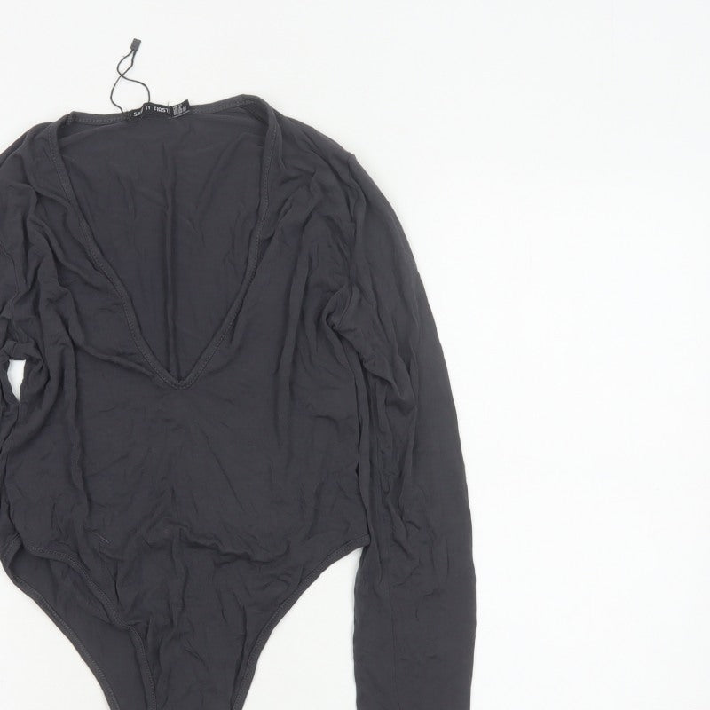 I Saw It First Women’s Black UK 12 Long Sleeve V-Neck Bodysuit