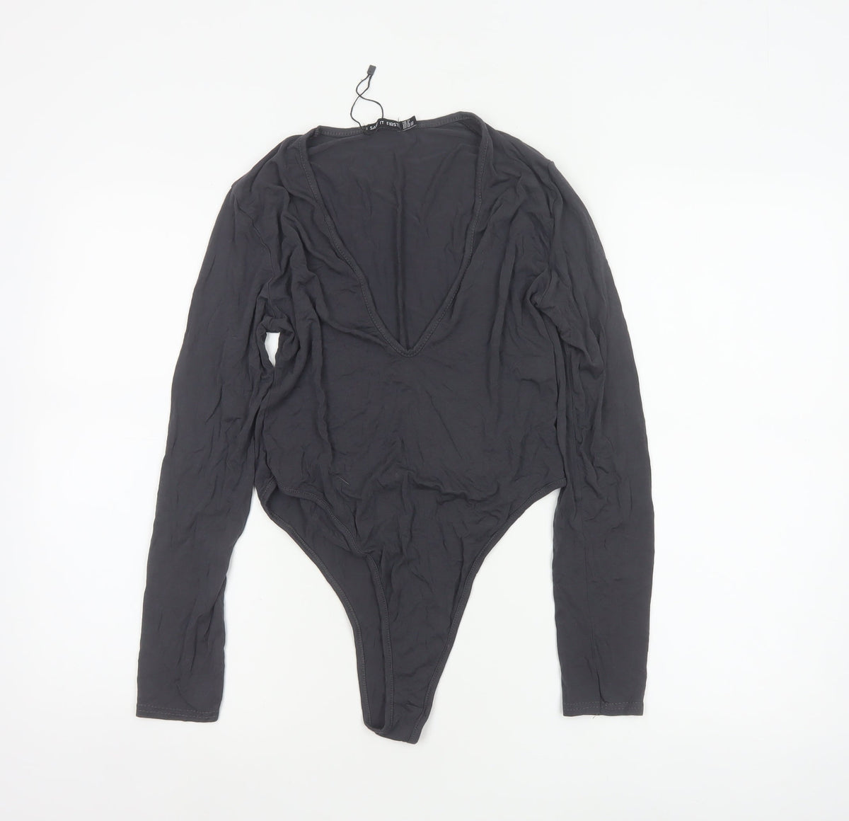I Saw It First Women’s Black UK 12 Long Sleeve V-Neck Bodysuit