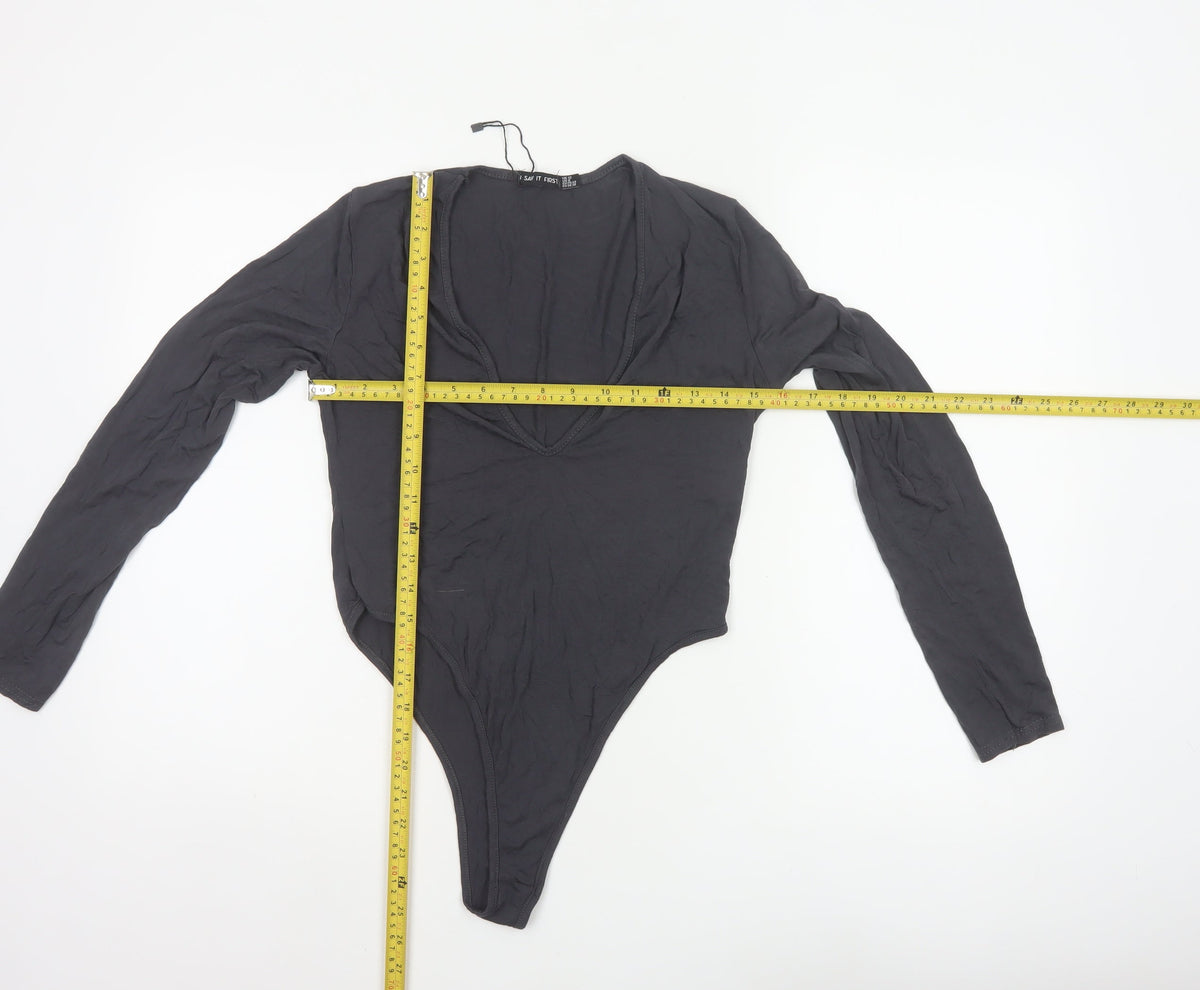 I Saw It First Women’s Black UK 12 Long Sleeve V-Neck Bodysuit
