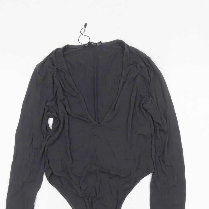 I Saw It First Women’s Black UK 12 Long Sleeve V-Neck Bodysuit