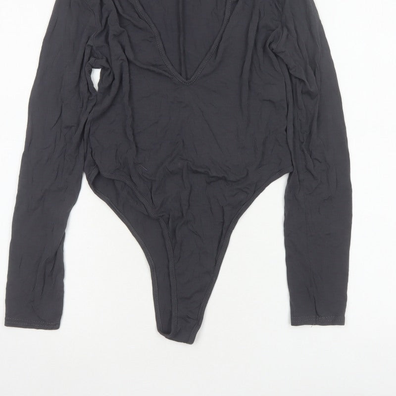 I Saw It First Women’s Black UK 12 Long Sleeve V-Neck Bodysuit