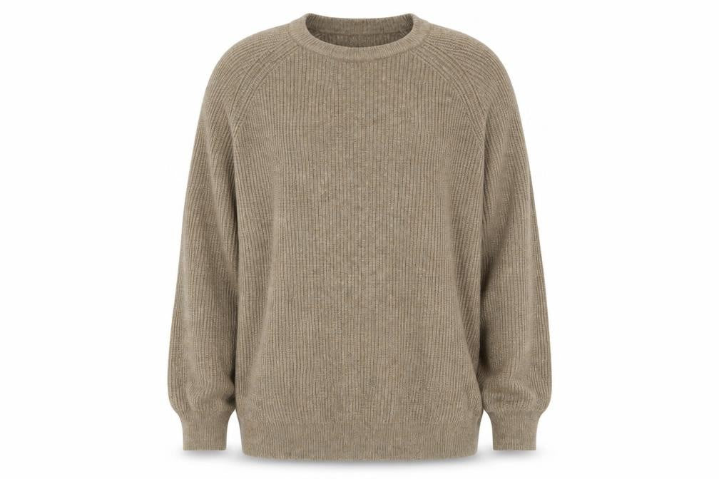 Marks and Spencer Men's Beige 2XL Pullover Crew Neck Ribbed Jumper