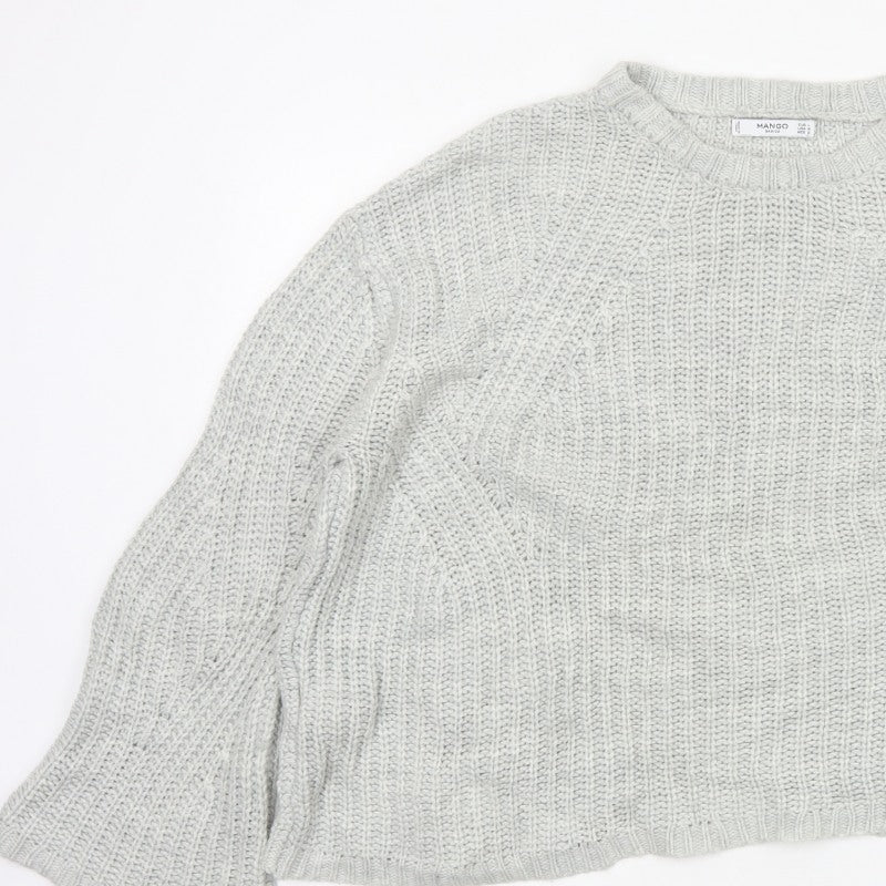 Mango Women Grey L Chunky Knit Crew Neck Pullover Jumper