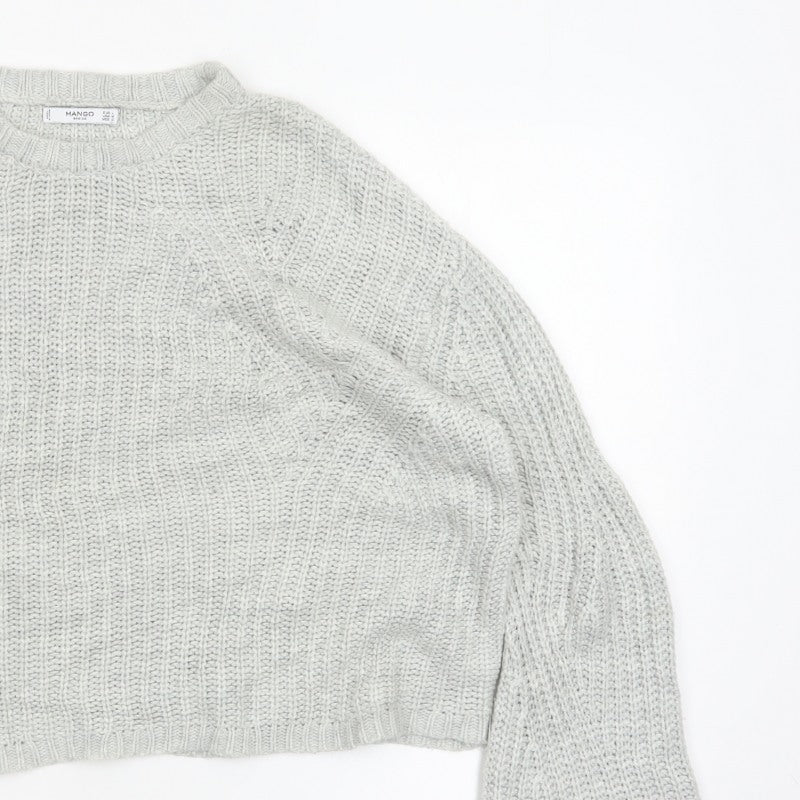 Mango Women Grey L Chunky Knit Crew Neck Pullover Jumper