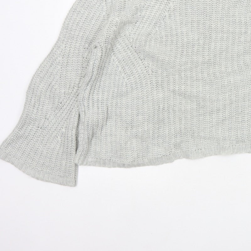 Mango Women Grey L Chunky Knit Crew Neck Pullover Jumper