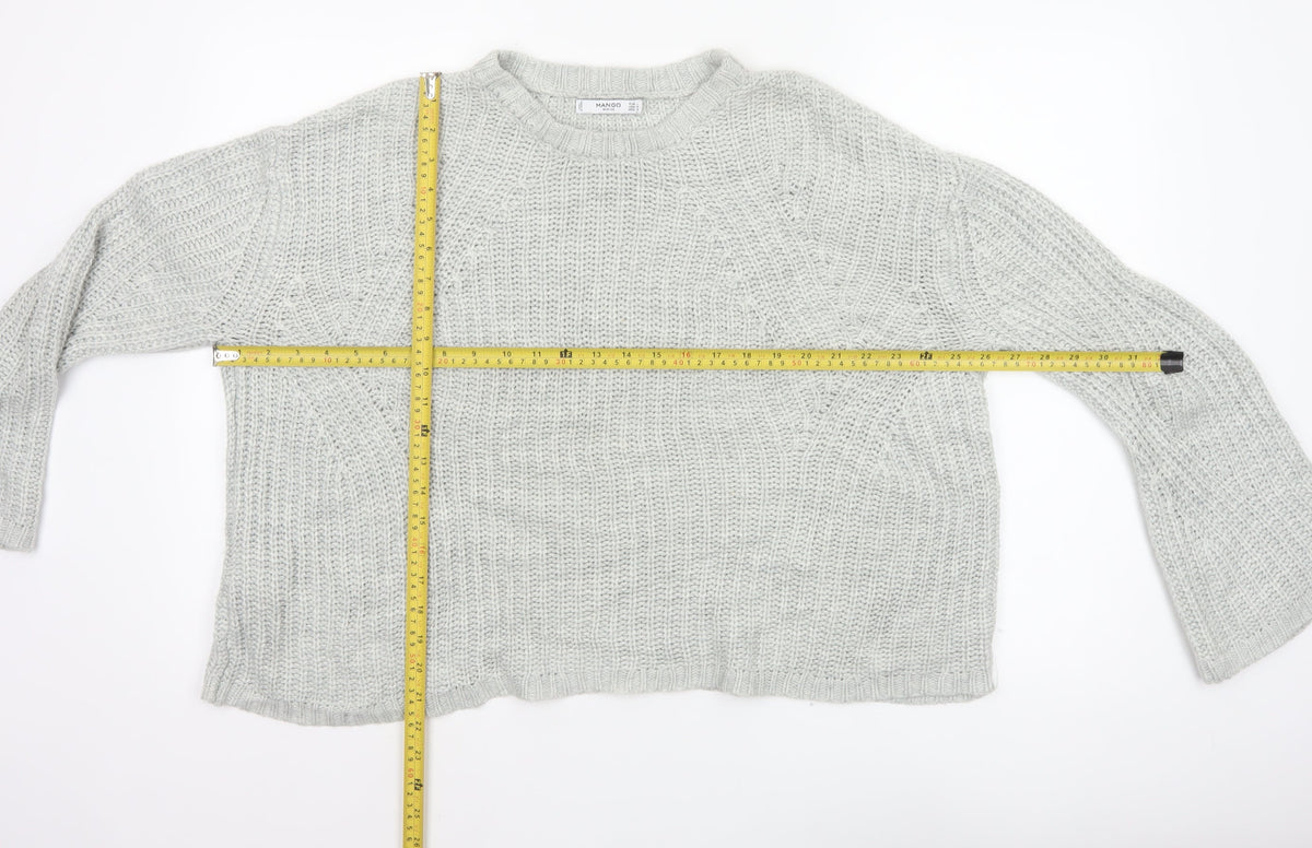 Mango Women Grey L Chunky Knit Crew Neck Pullover Jumper