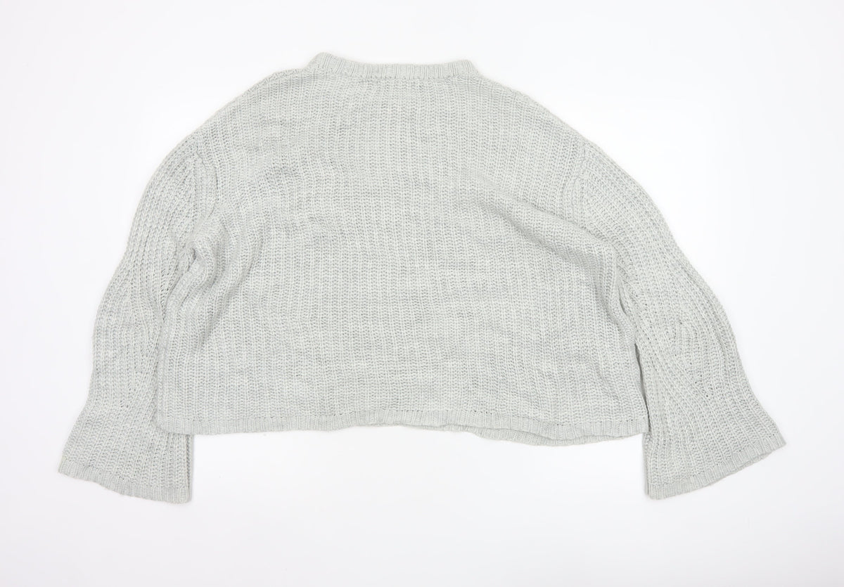 Mango Women Grey L Chunky Knit Crew Neck Pullover Jumper
